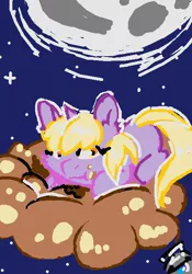 Size: 448x640 | Tagged: safe, artist:lonerdemiurge_nail, derpibooru import, dinky hooves, pony, unicorn, female, filly, image, jpeg, moon, passpartout, solo, space
