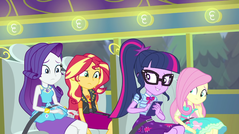 Size: 1920x1080 | Tagged: safe, derpibooru import, screencap, fluttershy, rarity, sci-twi, sunset shimmer, twilight sparkle, equestria girls, equestria girls series, road trippin, image, png
