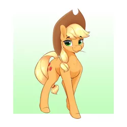 Size: 2650x2650 | Tagged: safe, artist:aquaticvibes, derpibooru import, applejack, earth pony, pony, eyebrows, eyebrows visible through hair, female, image, lidded eyes, looking at you, mare, png, smiling, smiling at you, solo, straw in mouth