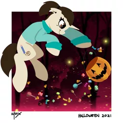 Size: 3000x3000 | Tagged: safe, artist:supermoix, derpibooru import, oc, oc:marychan, unofficial characters only, pony, unicorn, candy, candy corn, commission, cute, floating, food, halloween, holiday, image, jack-o-lantern, lollipop, piercing, png, pumpkin, simple background, solo, spooky, ych result