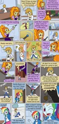 Size: 930x1950 | Tagged: safe, artist:mythkaz, derpibooru import, adagio dazzle, rainbow dash, oc, oc:vanilla beam, equestria girls, canterlot high, comic, commission, date, dialogue, fantasy, image, micro, mirror, png, ray gun, rescue, science lab, shrinking, size difference, thought bubble, word balloon