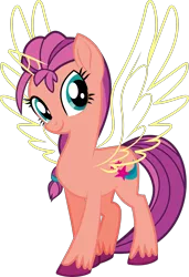 Size: 1535x2243 | Tagged: safe, anonymous artist, derpibooru import, sunny starscout, alicorn, earth pony, pony, my little pony: a new generation, .svg available, artificial wings, augmented, cardboard twilight, derpibooru exclusive, eyelashes, female, g5, horn, image, magic, magic wings, mare, mlp fim's eleventh anniversary, png, simple background, smiling, solo, sunnycorn, transparent background, unshorn fetlocks, vector, wings