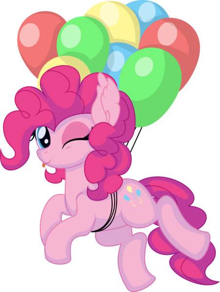 Size: 5569x7410 | Tagged: safe, artist:cyanlightning, derpibooru import, pinkie pie, earth pony, pony, .svg available, absurd resolution, balloon, blinking, female, image, looking at you, mare, png, solo, tongue out, vector