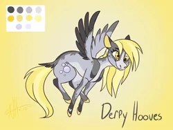 Size: 1080x810 | Tagged: safe, artist:teety_whoops, derpibooru import, derpy hooves, pegasus, pony, alternate design, coat markings, color palette, colored wings, image, jpeg, redesign, solo, twitterina design, wings