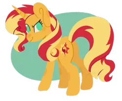 Size: 742x614 | Tagged: safe, artist:wholesomeponies, artist:yourrdazzle, derpibooru import, sunset shimmer, pony, unicorn, butt, circle, female, image, looking at you, mare, no pupils, plot, png, simple background, solo, transparent background