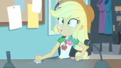 Size: 3410x1920 | Tagged: safe, derpibooru import, screencap, applejack, equestria girls, equestria girls series, rollercoaster of friendship, :o, applejack's hat, belt, clothes, cowboy hat, cutie mark, cutie mark on clothes, denim skirt, female, geode of super strength, hat, high res, image, jewelry, jpeg, magical geodes, necklace, open mouth, skirt, solo