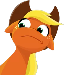 Size: 1809x2005 | Tagged: safe, artist:imalou, derpibooru import, edit, vector edit, applejack, earth pony, pony, .svg available, do not want, freckles, image, png, reaction image, solo, vector, vector trace
