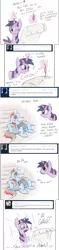 Size: 1250x5294 | Tagged: suggestive, artist:skutchi, rainbow dash, twilight sparkle, pegasus, pony, unicorn, ask twilight sparkle, ask, book, checklist, comic, dialogue, drool, female, gasp, heart, image, le gasp, levitation, magic, magic aura, mare, png, quill, simple background, sleeping, sweat, telekinesis, transparent background, tumblr, unicorn twilight