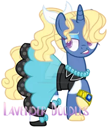 Size: 1280x1501 | Tagged: safe, artist:lavender-doodles, derpibooru import, oc, oc:azure/sapphire, unicorn, equestria girls, equestria girls series, rollercoaster of friendship, crossdressing, femboy, image, jewelry, makeup, male, png, pony oc, ponysona, poodle skirt, wig