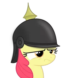 Size: 1556x1798 | Tagged: safe, artist:richmay, derpibooru import, apple bloom, earth pony, pony, female, filly, image, pickelhaube, png, simple background, solo, transparent background, vector