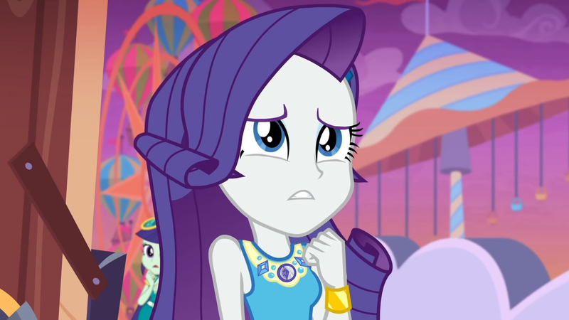 Size: 3410x1920 | Tagged: safe, derpibooru import, screencap, blueberry cake, rarity, equestria girls, equestria girls series, rollercoaster of friendship, bracelet, female, geode of shielding, hairpin, high res, image, jewelry, jpeg, magical geodes, open mouth, rarity peplum dress