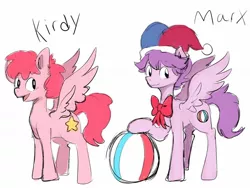 Size: 1280x960 | Tagged: safe, artist:beckydoki, derpibooru import, ponified, pegasus, pony, bow, hat, image, jester hat, jpeg, kirby, kirby (character), marx, simple background, white background