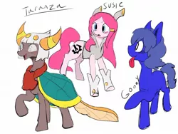 Size: 1280x960 | Tagged: safe, artist:beckydoki, derpibooru import, ponified, changedling, changeling, earth pony, pony, cape, changedlingified, clothes, gooey, horns, image, jpeg, kirby, raised hoof, scarf, simple background, species swap, susie, tongue out, white background