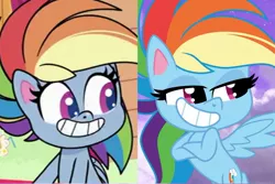 Size: 1331x887 | Tagged: safe, derpibooru import, screencap, rainbow dash, pegasus, pony, my little pony: pony life, spoiler:pony life s02e21, calarts, cropped, grin, image, jpeg, playwright or wrong, smiling, solo