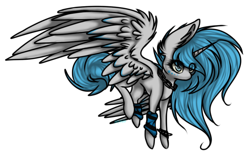 Size: 833x528 | Tagged: safe, artist:sketchytwi, derpibooru import, oc, oc:moonbeam, unofficial characters only, alicorn, pony, alicorn oc, chains, clothes, commission, ear fluff, female, horn, image, leg warmers, mare, png, simple background, solo, transparent background, wings, ych result