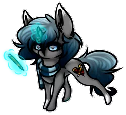 Size: 677x624 | Tagged: safe, artist:sketchytwi, derpibooru import, oc, oc:sketchy, unofficial characters only, pony, unicorn, clothes, female, glow, glowing horn, horn, image, magic, mare, png, scarf, simple background, solo, stylus, telekinesis, transparent background, unicorn oc