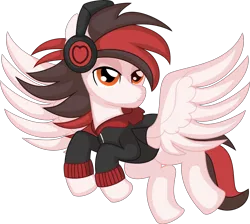 Size: 6992x6262 | Tagged: safe, artist:cyanlightning, derpibooru import, oc, oc:bang kancil, pegasus, pony, .svg available, absurd resolution, clothes, headphones, hoodie, image, male, png, simple background, stallion, transparent background, vector