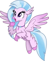 Size: 3506x4301 | Tagged: safe, artist:anime-equestria, derpibooru import, silverstream, hippogriff, cute, female, flying, happy, image, jewelry, necklace, png, simple background, solo, transparent background, vector, wings