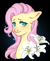 Size: 1920x2324 | Tagged: safe, artist:alexatyan, derpibooru import, fluttershy, pegasus, pony, bust, female, flower, image, jpeg, portrait, solo