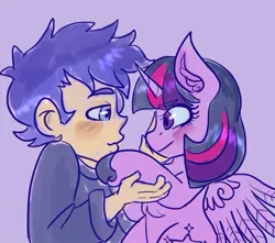 Size: 673x595 | Tagged: safe, artist:mimiporcellini, derpibooru import, flash sentry, twilight sparkle, twilight sparkle (alicorn), alicorn, equestria girls, blushing, female, flashlight, human flash sentry x pony twilight, image, interspecies, jpeg, male, shipping, straight, wip