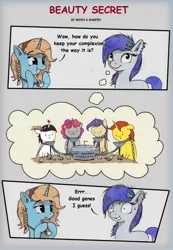Size: 680x984 | Tagged: safe, artist:magfen, artist:moon, derpibooru import, edit, oc, unofficial characters only, earth pony, unicorn, beauty, comic, crying, food, image, jpeg, onion, serum, simple background, slave collar