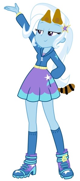 Size: 451x1024 | Tagged: safe, artist:jesus0385, derpibooru import, trixie, tanooki, equestria girls, crossover, image, jpeg, simple background, solo, white background