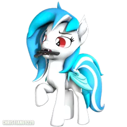 Size: 1080x1080 | Tagged: safe, artist:christian69229, derpibooru import, oc, oc:snowflake, unofficial characters only, bat pony, pony, 3d, bat pony oc, bat wings, desert eagle, female, image, mare, png, simple background, solo, source filmmaker, transparent background, weapon, wings