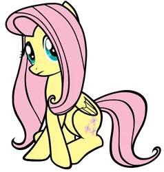 Size: 5000x5246 | Tagged: safe, artist:fluttershy7, artist:icey-wicey-1517, color edit, derpibooru import, edit, fluttershy, pegasus, pony, swarm of the century, absurd resolution, colored, female, image, looking at you, mare, png, simple background, sitting, solo, transparent background