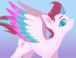 Size: 2665x2048 | Tagged: safe, artist:noupu, derpibooru import, zipp storm, pegasus, pony, adorazipp, cute, female, g5, high res, image, jpeg, looking at you, mare, profile, solo, spread wings, wings