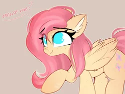 Size: 2316x1748 | Tagged: safe, artist:janelearts, derpibooru import, pegasus, pony, ear fluff, image, png, raised hoof, simple background, tan background