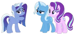 Size: 905x411 | Tagged: safe, artist:riveraux, derpibooru import, starlight glimmer, trixie, oc, family, female, image, lesbian, magical lesbian spawn, offspring, parent:starlight glimmer, parent:trixie, parents:startrix, png, shipping, startrix