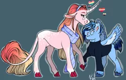 Size: 1280x817 | Tagged: safe, artist:sodafalls, derpibooru import, oc, oc:ketchup, oc:rain out, unofficial characters only, pegasus, pony, unicorn, female, glasses, image, jpeg, mare