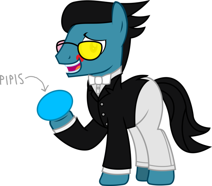 Size: 3208x2811 | Tagged: safe, artist:sketchmcreations, derpibooru import, oc, oc:sketch mythos, earth pony, pony, alternate hairstyle, bowtie, clothes, cosplay, costume, deltarune, egg, glasses, image, male, nightmare night, open mouth, pants, png, raised hoof, salesman, salespony, simple background, smiling, spamton, stallion, suit, sunglasses, transparent background, vector