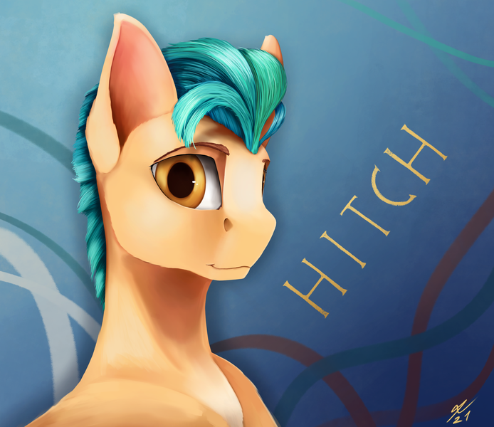 Size: 2500x2160 | Tagged: safe, artist:tenebrisnoctus, derpibooru import, hitch trailblazer, earth pony, pony, abstract background, bust, g5, image, male, png, solo, stallion