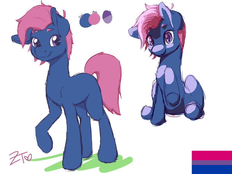 Size: 4000x3000 | Tagged: safe, artist:zombietator, derpibooru import, oc, unofficial characters only, earth pony, pony, bisexual pride flag, duo, female, image, mare, png, pride, pride flag, raised hoof, signature, simple background, white background