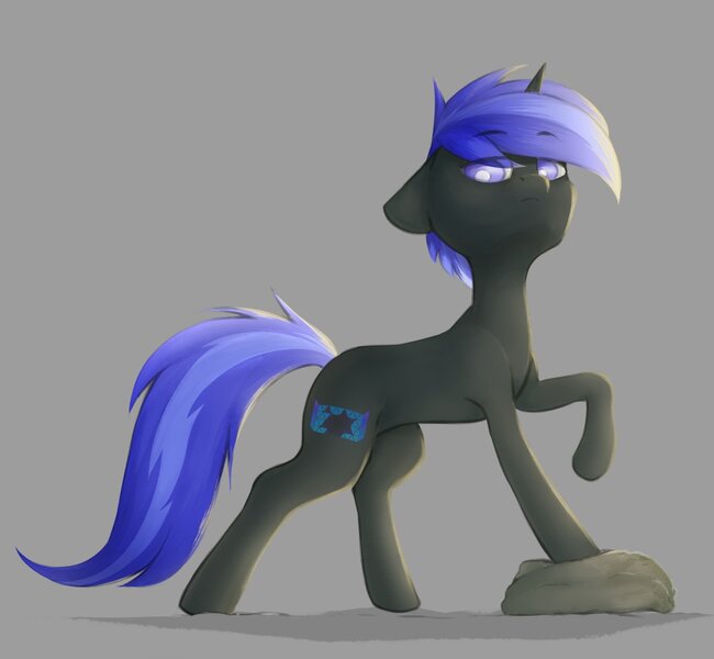 Size: 1300x1200 | Tagged: safe, artist:pollynia, derpibooru import, oc, oc:pixel shield, unofficial characters only, pony, unicorn, image, jpeg, looking at you, male, raised hoof, simple background, solo, solo male, standing, unimpressed, white pupils