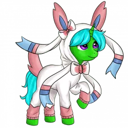 Size: 700x700 | Tagged: safe, artist:micaza_, derpibooru import, pony, sylveon, unicorn, clothes, commission, hoodie, image, male, png, pokémon, solo, stallion, your character here