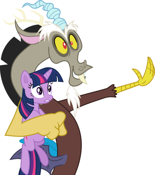 Size: 2657x3000 | Tagged: safe, artist:frownfactory, derpibooru import, discord, twilight sparkle, draconequus, pony, unicorn, the return of harmony, female, horn, image, male, mare, png, simple background, transparent background, unicorn twilight, vector, wings