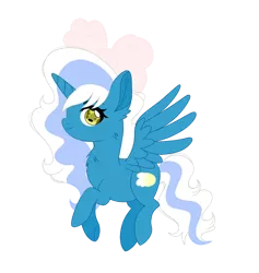 Size: 800x843 | Tagged: safe, artist:find-new-roads, derpibooru import, oc, oc:fleurbelle, unofficial characters only, alicorn, pony, alicorn oc, bow, chest fluff, chibi, ear fluff, eyelashes, female, flying, hair bow, horn, image, mare, png, simple background, solo, spread wings, tail, transparent background, two toned mane, two toned tail, wings, yellow eyes