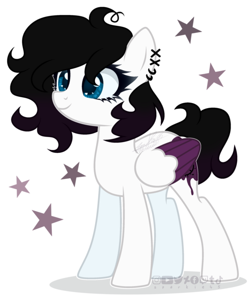 Size: 2322x2766 | Tagged: safe, artist:sparkie45, derpibooru import, oc, oc:trashy, pegasus, pony, colored wings, female, image, mare, png, simple background, solo, transparent background, two toned wings, wings