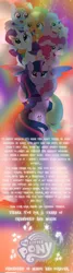 Size: 2682x10000 | Tagged: safe, artist:lincolnbrewsterfan, derpibooru import, applejack, fluttershy, pinkie pie, rainbow dash, rarity, twilight sparkle, twilight sparkle (alicorn), alicorn, earth pony, pegasus, pony, unicorn, :'), :3, absurd resolution, anniversary, applejack's cutie mark, applejack's hat, ascension, autumn, beautiful, bedroom eyes, belly button, best friends, best friends forever, carrying, cloud, cowboy hat, crying, cute, cuteness overload, dashabetes, derpibooru exclusive, diapinkes, dock, eleven, equestria (font), facial freckles, female, floating, fluttershy's cutie mark, flying, freckles, friendship is forever, glow, gradient background, happiness, happy, hat, holding hooves, hoof on head, horn, image, intersecting rainbows, jackabetes, joy, large filesize, lidded eyes, lifted, lifted up, lifting, light, liquid pride, looking down, looking up, love, lovely, majestic, mane hold, mane six, mare, meme, memorial, mlp fim's eleventh anniversary, multicolored hair, multicolored mane, multicolored tail, my little pony logo, october, peace sign, pinkie pie's cutie mark, png, pony pile, pony pyramid, proud, rainbow, rainbow dash's cutie mark, rainbow glow, rainbow trail, raised hoof, rarity's cutie mark, rising, shading, shine like rainbows, shyabetes, smiling, sparkles, special edition, special eyes, spoken heart, striped mane, striped tail, sun, sunset, tail, tears of joy, text, thank you, thank you for the memories, twiabetes, twilight sparkle's cutie mark, underhoof, wall of tags, wing hands, wings