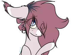 Size: 1600x1200 | Tagged: safe, artist:sketchytwi, derpibooru import, oc, unofficial characters only, earth pony, pony, bust, coat markings, ear fluff, earth pony oc, eye clipping through hair, eyebrows, eyebrows visible through hair, eyelashes, female, floppy ears, freckles, image, mare, png, simple background, smiling, solo, transparent background