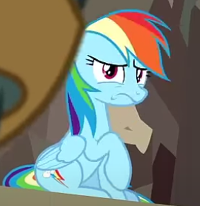 Size: 400x413 | Tagged: safe, derpibooru import, screencap, rainbow dash, pegasus, pony, daring done?, breaking the fourth wall, cropped, female, image, looking at you, looking back, looking back at you, png, raised hoof, solo