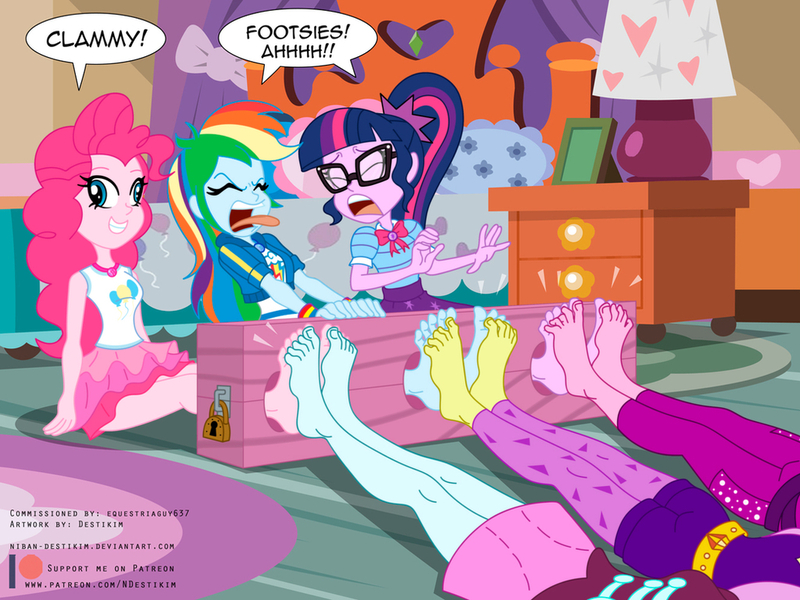 Size: 1024x768 | Tagged: safe, artist:niban-destikim, derpibooru import, pinkie pie, rainbow dash, sci-twi, twilight sparkle, equestria girls, ed edd n eddy, feet, fetish, foot fetish, footsie, image, jpeg