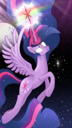 Size: 1080x1920 | Tagged: safe, artist:sallyso, derpibooru import, princess twilight 2.0, twilight sparkle, twilight sparkle (alicorn), alicorn, pony, the last problem, female, glow, glowing eyes, glowing horn, horn, image, magic, mare, older, older twilight, png, solo