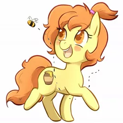 Size: 1145x1145 | Tagged: safe, artist:foxhatart, derpibooru import, oc, oc:honey glow, bee, earth pony, insect, pony, chibi, female, image, jpeg, mare, simple background, white background