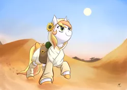 Size: 2046x1447 | Tagged: safe, artist:foxhatart, derpibooru import, oc, oc:sahara, pony, unicorn, clothes, desert, female, image, jpeg, mare, sand, solo