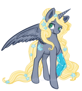 Size: 270x298 | Tagged: safe, artist:technicolordreamcat, derpibooru import, oc, oc:lucine, alicorn, pony, alicorn oc, female, flower, flower in hair, horn, image, mare, offspring, parent:big macintosh, parent:princess luna, parents:lunamac, png, simple background, solo, transparent background, wings