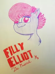 Size: 768x1024 | Tagged: safe, derpibooru import, pegasus, my little pony: a new generation, spoiler:g5, art, billy elliot, colored pencil drawing, filly elliot, g5, image, jpeg, reference, solo, traditional art