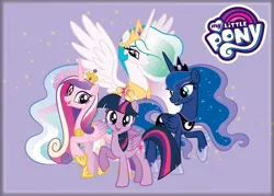 Size: 1050x750 | Tagged: safe, derpibooru import, princess cadance, princess celestia, princess luna, twilight sparkle, twilight sparkle (alicorn), alicorn, pony, alicorn tetrarchy, big crown thingy, colored wings, element of magic, ethereal mane, ethereal tail, female, gem, gemstones, gradient mane, gradient wings, group, group shot, image, jewelry, jpeg, logo, looking at you, looking down, regalia, simple background, smiling, smiling at you, sparkles, tail, wings